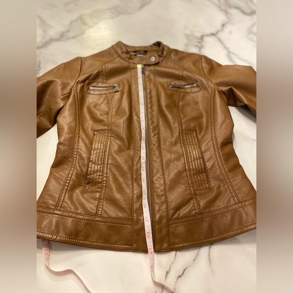 ONLY Brand faux leather biker jacket lined women’s Carmel colour - Picture 7 of 15